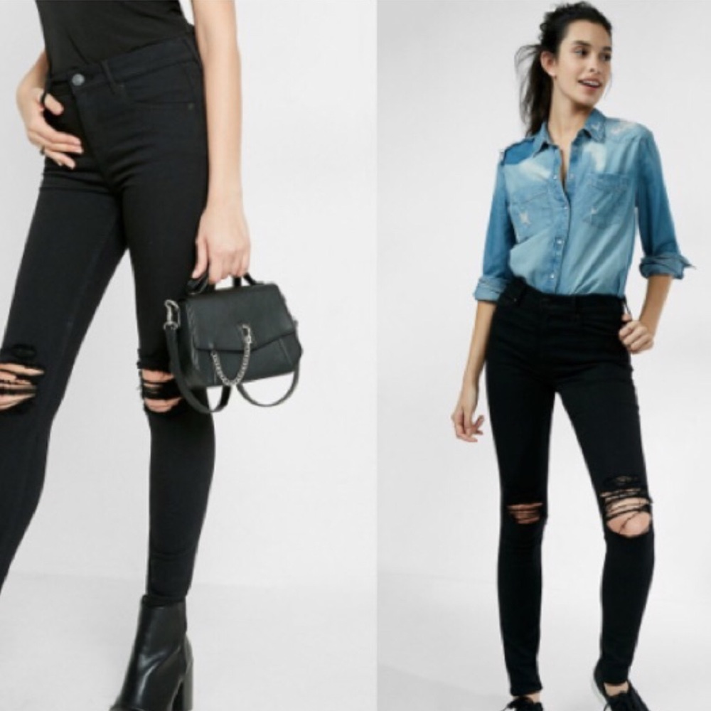 Express High Rise Distressed Leggings | 10